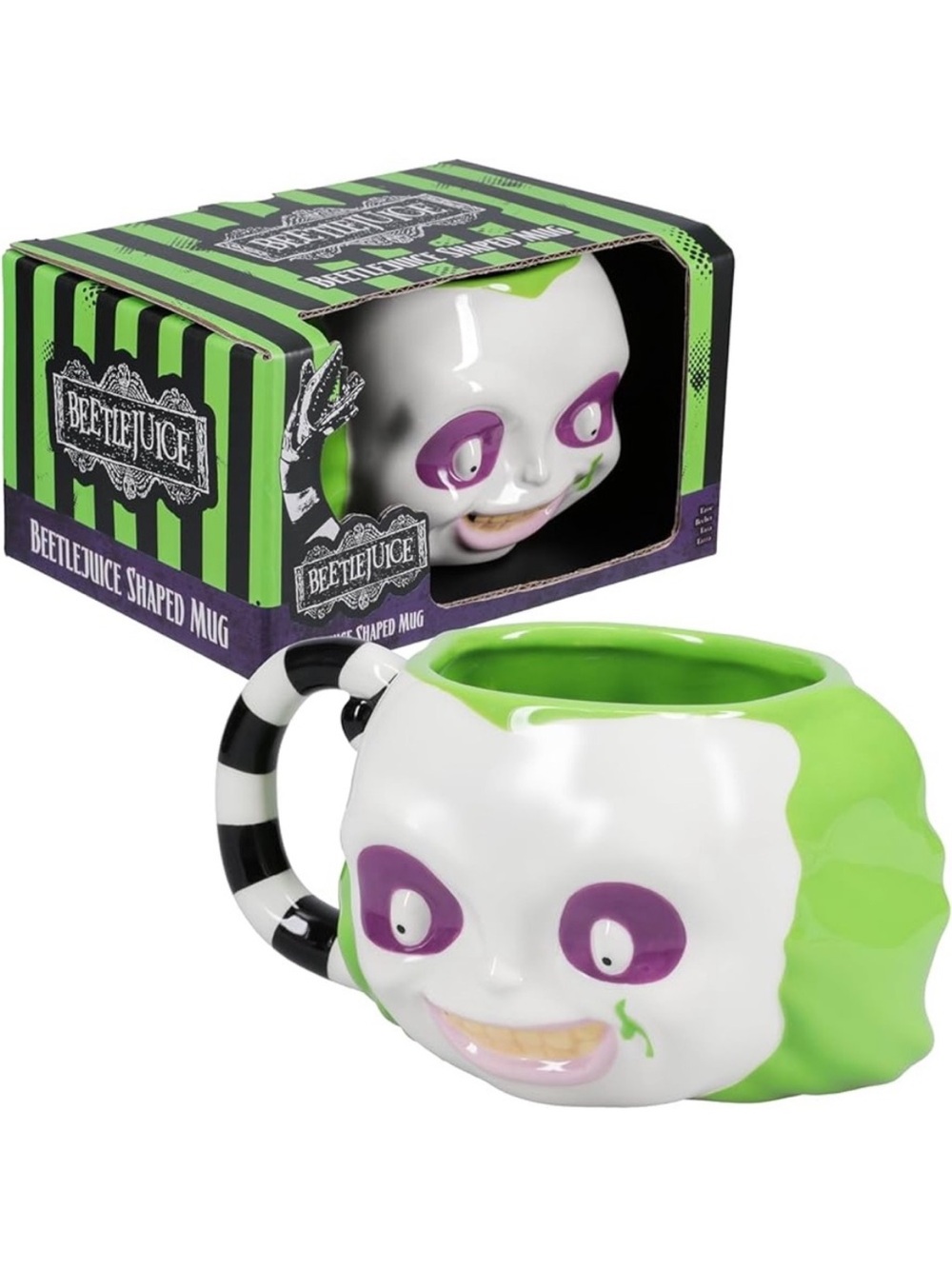 Beetlejuice Head Mug Purple Black Green New